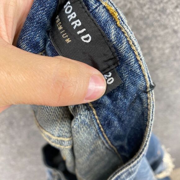 Torrid Jeans Women 20 Plus Blue Denim Dark Wash High Rise Distressed Skinny - Picture 9 of 12